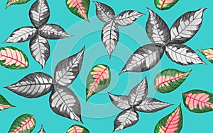 Watercolor painting colorful tropical palm leaf,green leave seamless pattern background.Watercolor hand drawn illustration tropica