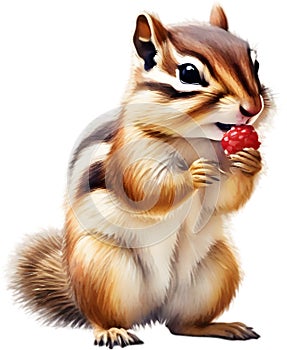 Watercolor painting of a cute chipmunk.