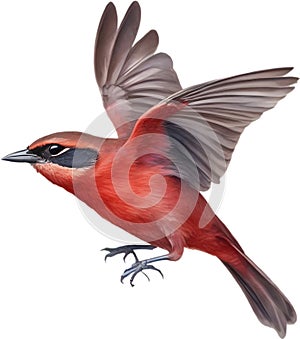 Watercolor painting of a cute crimson chat bird. AI-Generated photo