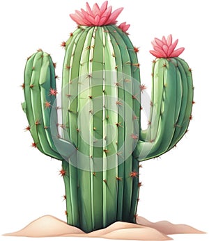 Watercolor painting of a cute Desert Cactus.Cactus clipart.