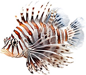 Watercolor painting of a cute lionfish (Pterois). AI-Generated. photo
