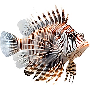 Watercolor painting of a cute lionfish (Pterois). AI-Generated. photo