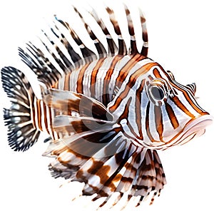 Watercolor painting of a cute lionfish (Pterois). AI-Generated. photo