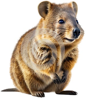 Watercolor painting of a cute quokka (Setonix brachyurus) . AI-Generated.