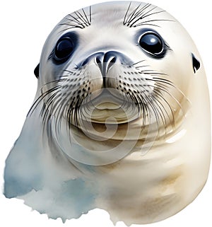 Watercolor painting of a cute Seal (Pinnipedia). AI-Generated.