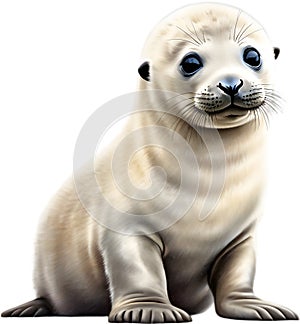 Watercolor painting of a cute Seal (Pinnipedia). AI-Generated.