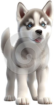 Watercolor painting of a cute Siberian Husky dog. AI-Generated.