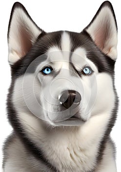 Watercolor painting of a cute Siberian Husky dog. AI-Generated.