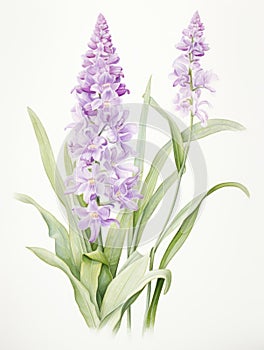 Watercolor Painting of Dactylorhiza Aristata on White Background AI Generated