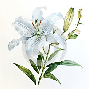 Watercolor Painting of a Easter Lily in Full Bloom AI Generated