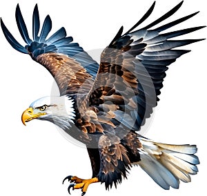 Watercolor painting of an elegant Bald Eagle. AI-Generated