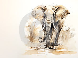Watercolor painting of an elephant on a clean background. Wild Animals. Mammals.