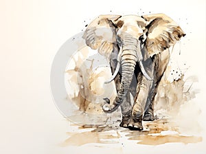 Watercolor painting of an elephant on a clean background. Wild Animals. Mammals. photo