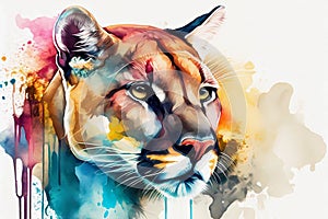 Watercolor painting florida panther. Generative ai