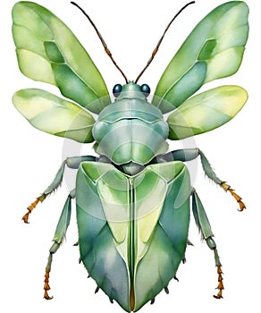 Watercolor painting of a Gray’s Leaf insect. Ai-generated