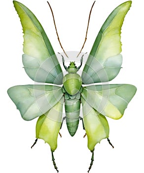 Watercolor painting of a Gray’s Leaf insect. Ai-generated