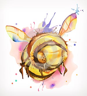Watercolor painting, honey bee
