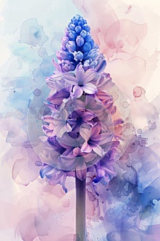 watercolor painting hyacinths flower on white