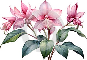 Watercolor painting of Medinilla flower. Ai-Generated