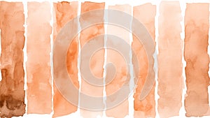 A watercolor painting palette featuring vertical stripes in shades of peach fuzz color. Modern trendy tone hue shade