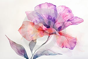 A watercolor painting of a pink and purple flower