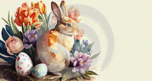 Watercolor painting of rabbit