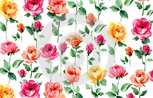 Watercolor painting of roses and rose buds