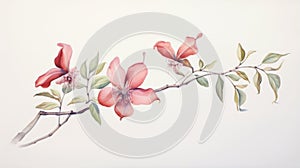 Watercolor Painting of Selenicereus Grandiflorus on White Canvas AI Generated