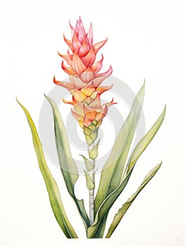 Watercolor Painting of Sinningia Peruviana on White Surface AI Generated