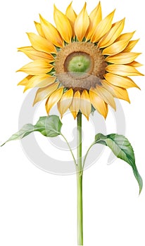Watercolor painting of Sunflower for decoration. Ai-Generated