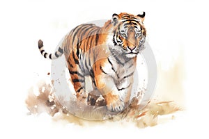 Watercolor painting of a Tiger on a white background