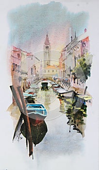 Watercolor painting of Venice