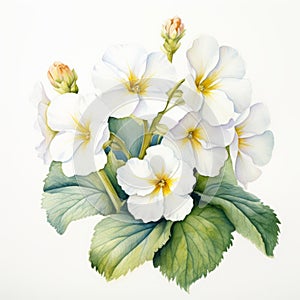 White Prosperity: Exotic Watercolor Painting Of Geranium Flowers photo