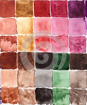 Watercolor palette with multi-colored squares