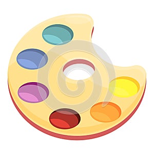 Watercolor pallette icon cartoon vector. Paint palette