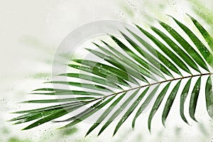 Watercolor Palm Leaves on white background