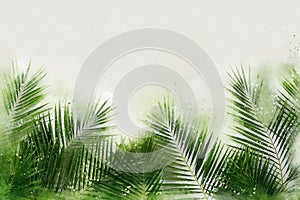 Watercolor Palm Leaves on white background