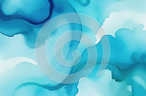 Watercolor pastel abstract blue and white splashes background