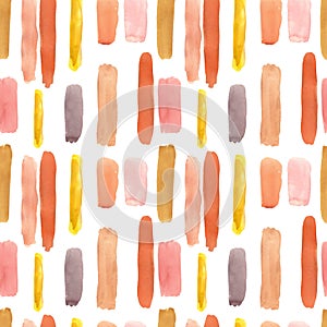 Watercolor pastel color seamless pattern with smears and lines on white background. Neutral colour palette. photo