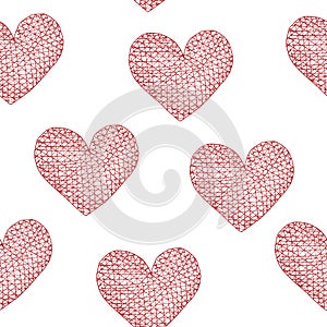 Watercolor pattern hearts in tangled line  meshy. photo