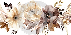 Watercolor Pattern Illustration In Boho Style Summer Flowers