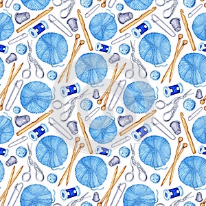 Watercolor pattern knitting tools seamless, repeating pattern