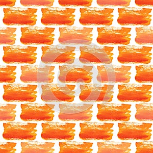 Watercolor pattern of orange bricks. Seamless web background for we texture or wrapping paper.