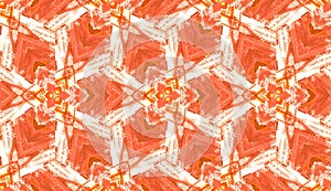 Watercolor Pattern. Swimwear Design. Ceramic Geo Tile. Orange Ink Effect Paint