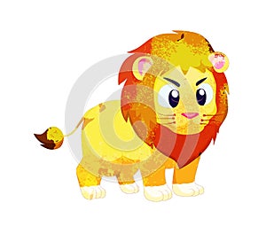 Watercolor peacok lion isolated on white background