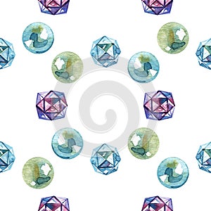 Watercolor pearl beads pattern. diamond luxury jewelry. riches seamless background