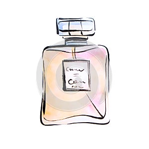 Watercolor perfume, spirits fashion illustration