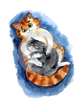 Watercolor pets with love on the white background