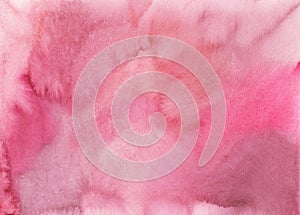 Watercolor pink background texture. Light red stains on paper