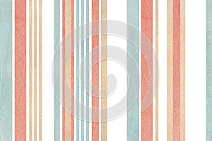 Watercolor pink, beige and blue striped background.